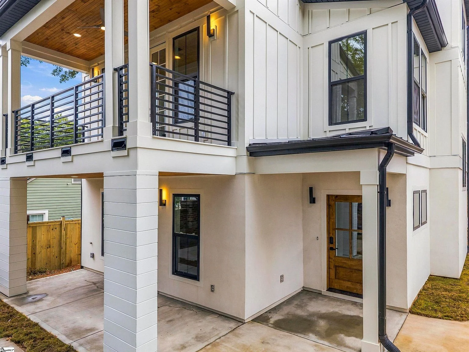 Architectural entry details at the Rutherford residence